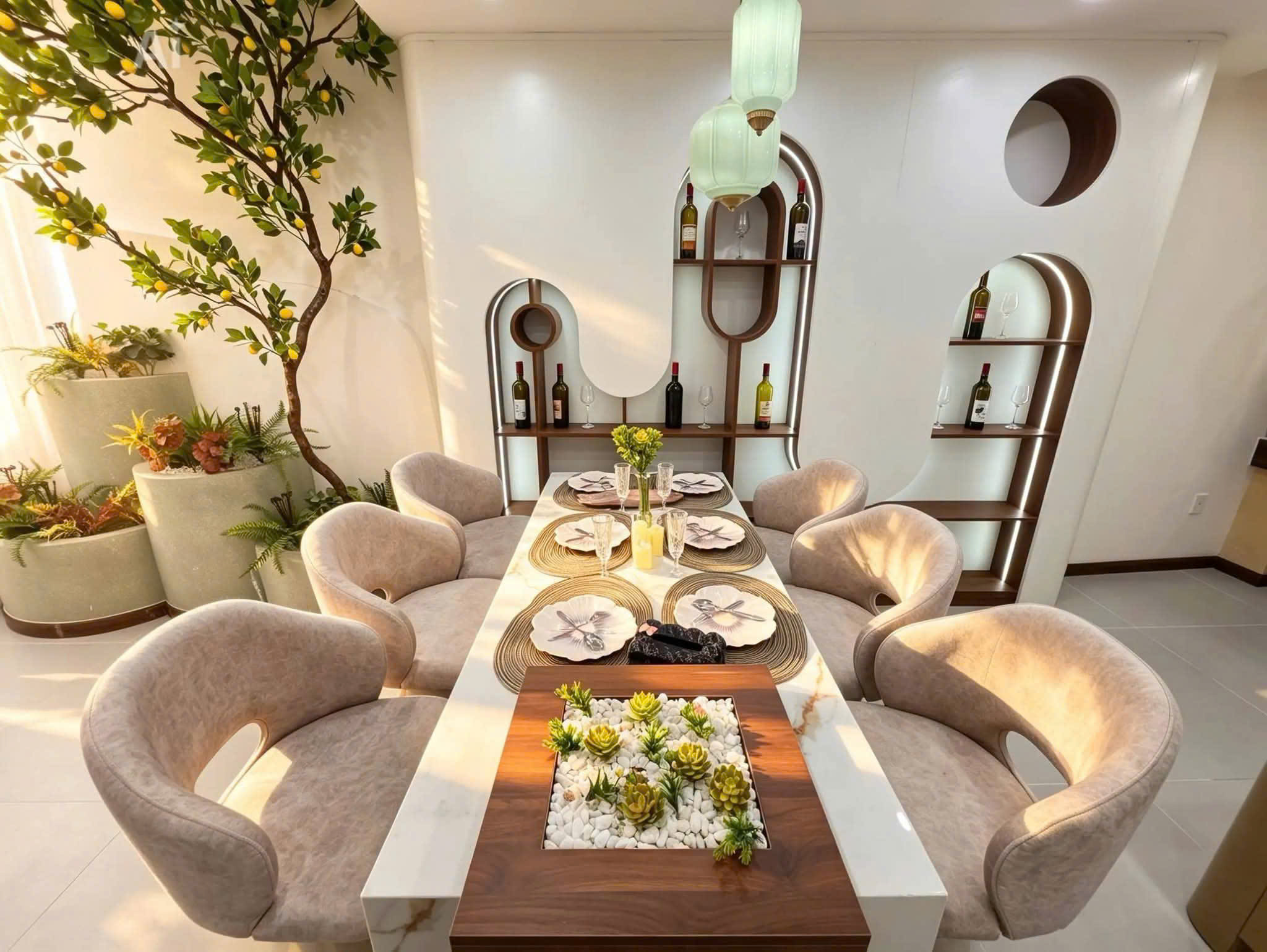 Không gian bàn ăn ấm cúng